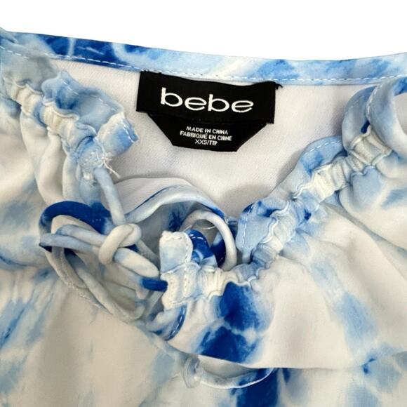 Bebe Dress Womens Size XXS Blue Tie Dye Tiered Smocked Mini Beach Boho Summer - Picture 4 of 8
